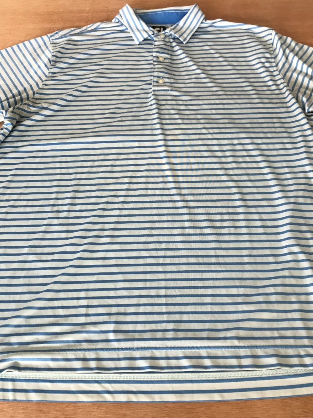 Footjoy Performance Polo Shirt Men 2XL Blue Striped Short Sleeve Athleisure Golf